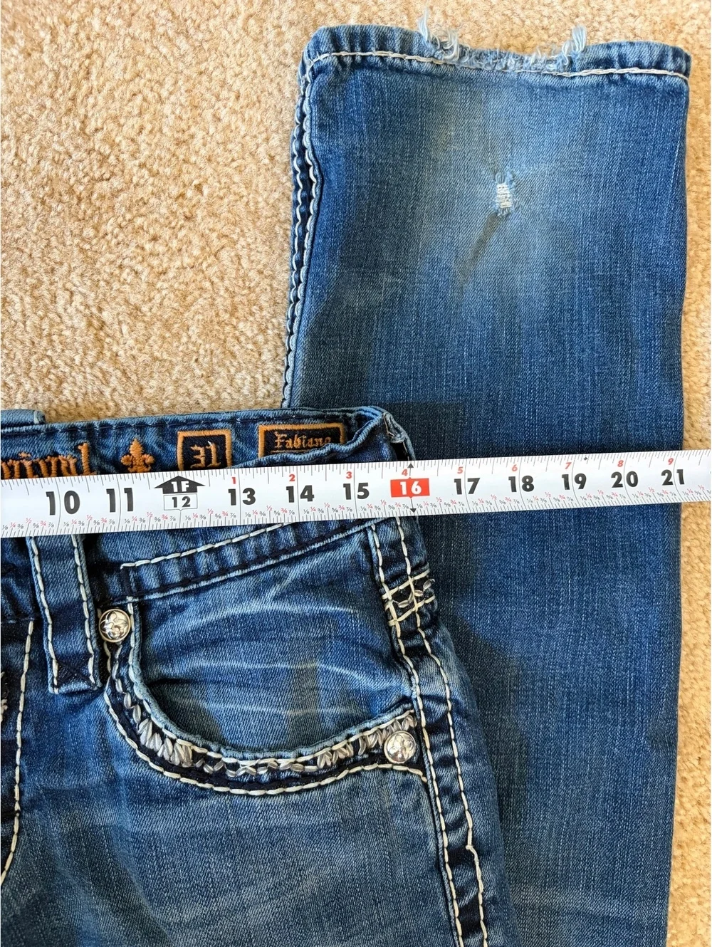 Rock Revival Fabiano Straight Leg Jeans Womens Size 31 Medium Wash Fleur